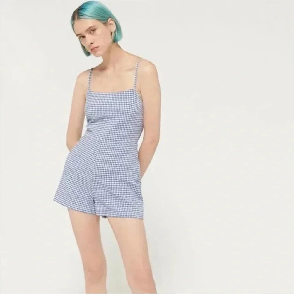 Urban Outfitters romper overall blue and white gingham size small